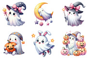Watercolor Halloween Cute Ghost, an Illustration by DreamArtGraphic (Thumbnail 2 of 5)
