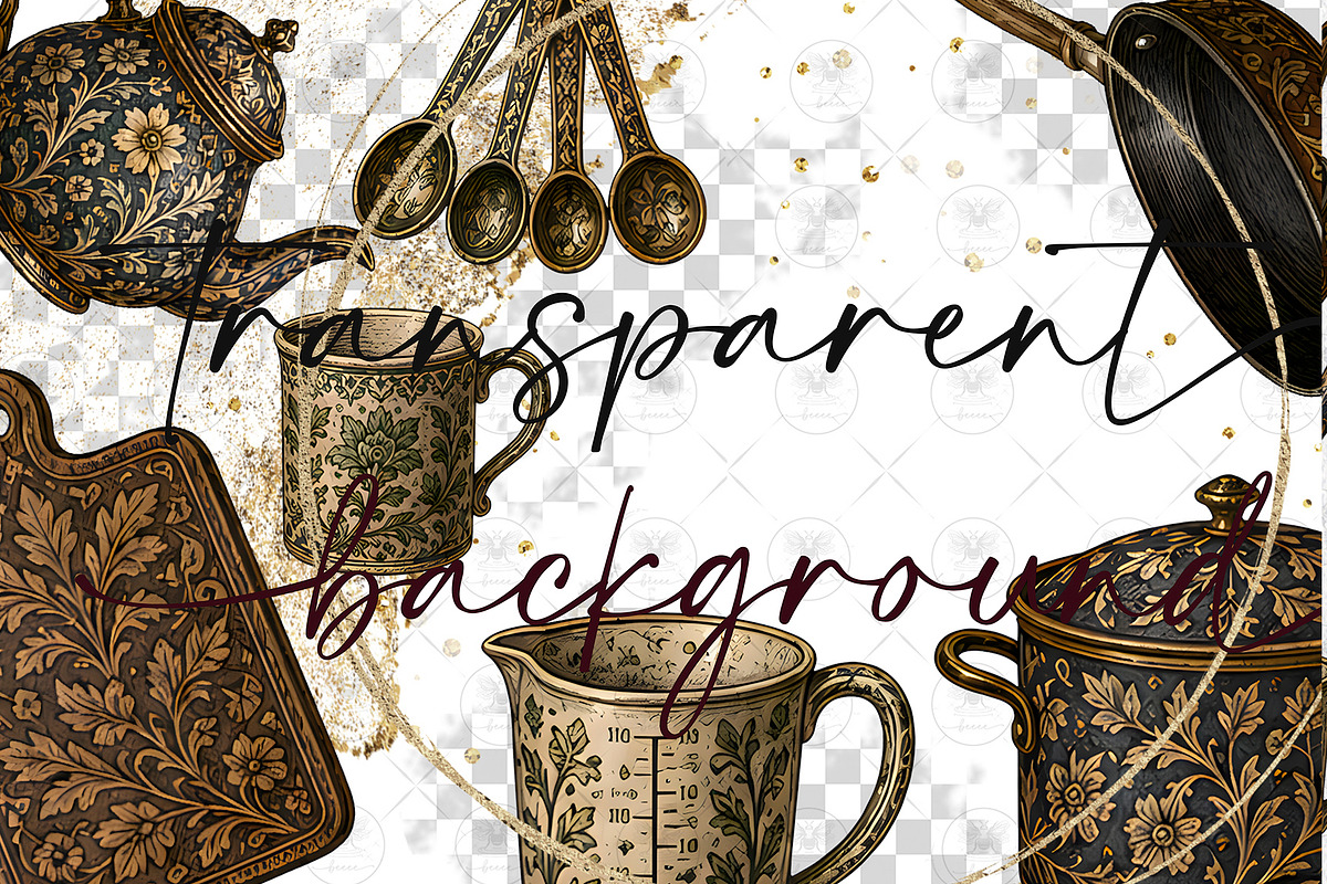 Vintage Floral Kitchen Clipart, a Decorative Illustration by BigCakeBee (Photo 2 of 3)