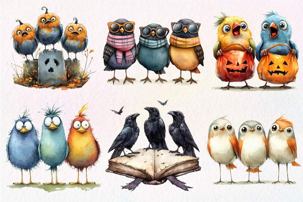 Halloween Quirky Birds Clipart, an Illustration by Dream Creation (Photo 2 of 6)