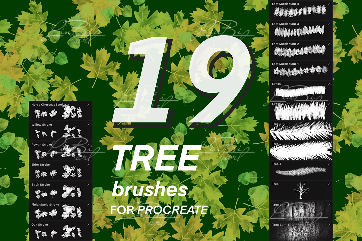 53 Nature Brush Set for Procreate, a Brush Add-On by LiuBi Art
