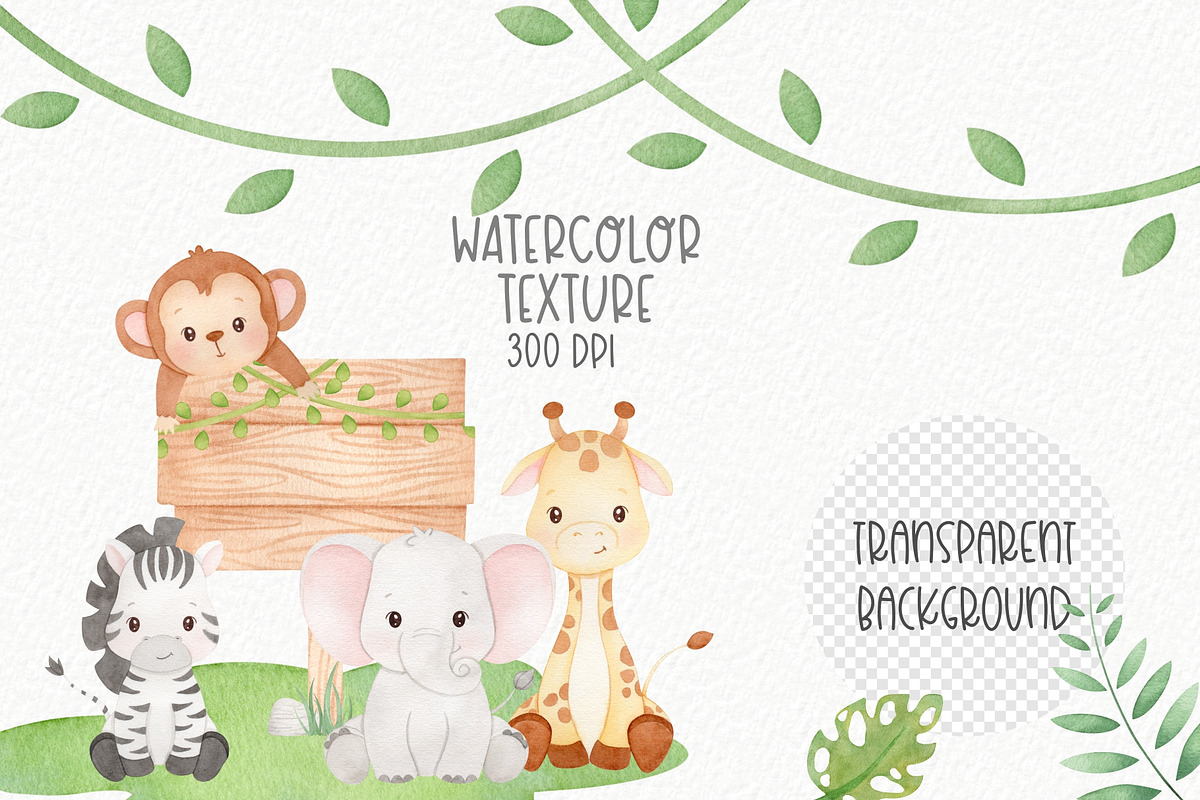 Safari Friends Watercolor Clipart, an Illustration by Estúdio Lin (Photo 6 of 6)