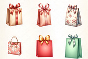 Holiday Gift Bag and Ribbon Clipart, an Illustration by CrexoraLab (Thumbnail 4 of 5)