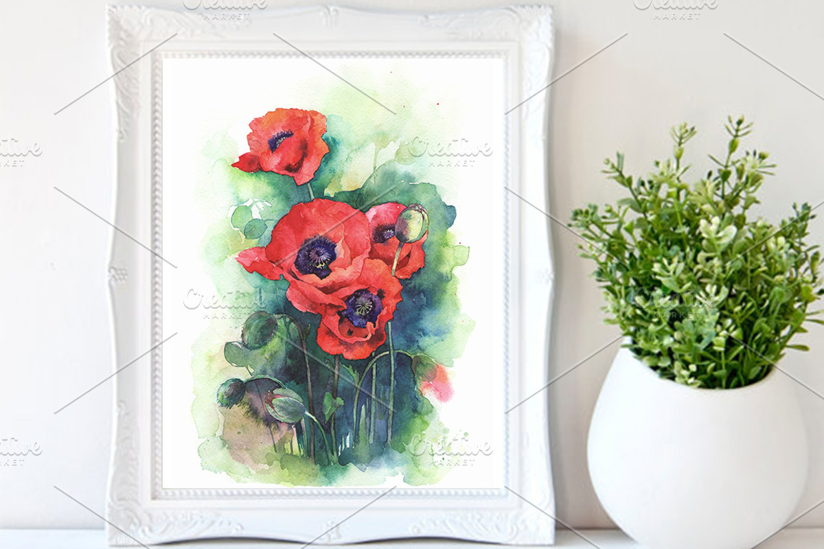 SALE! Watercolor poppy flowers, a Decorative Illustration by MaryAmi (Photo 3 of 3)