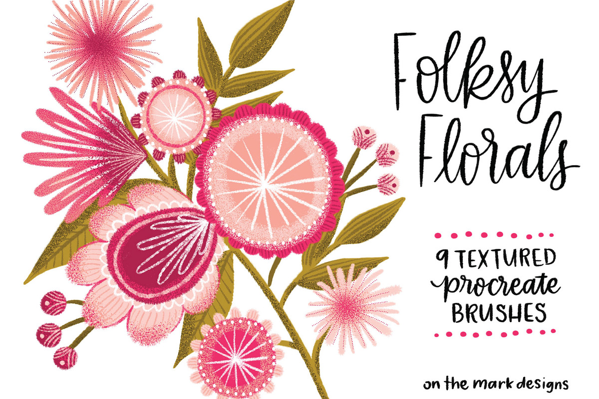 Folksy Florals Design Bundle, a Texture Illustration by On the Mark Designs (Photo 6 of 11)