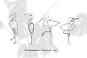 Set of 4 Heron One line Art, an Animal Illustration by Anastasiia_Dzhioeva (Thumbnail 2 of 3)