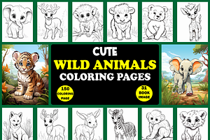 150 Baby Wild Animals Coloring Pages, a Brochure Template by Design Station