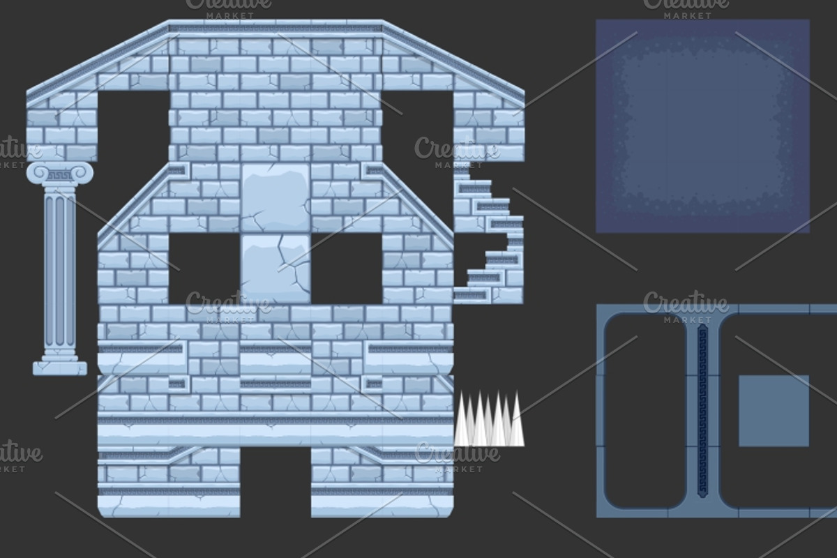 Platformer Game Tile Set 15, an Illustration by pzUH (Photo 4 of 5)