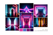 Retro-futuristic synthwave backdrops, a Background Graphic by liravega (Thumbnail 1 of 2)