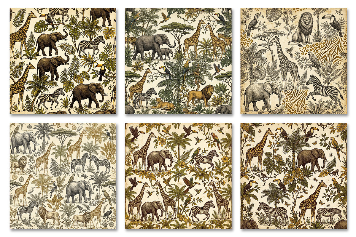 Vintage Jungle Safari Digital Patter, a Texture Graphic by Dream Creation (Photo 3 of 7)