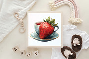 Watercolor Cute Strawberry Clipart, an Illustration by CraftArtStudio (Thumbnail 6 of 6)