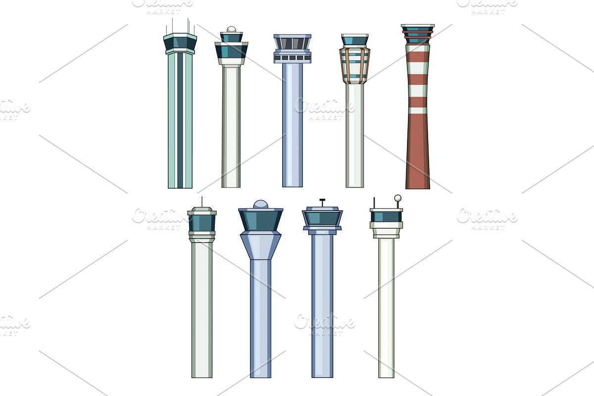 Collection of modern airport control, a Transportation Illustration by pikepicture