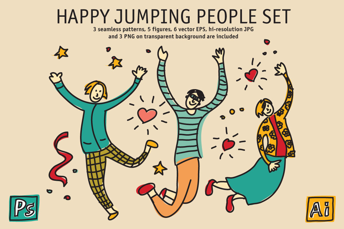 Happy jumping people set, an Object Illustration by Crowhouse (Photo 1 of 5)