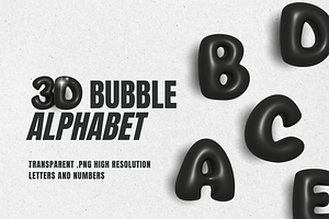 Black 3d Bubbles Letters