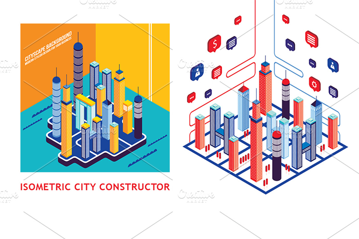 Isometric city constructor set, a Work Illustration by Anttoniu (Photo 3 of 3)