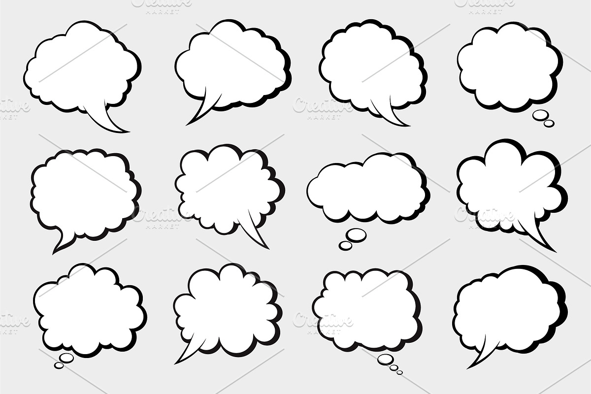 Collection of blank speech bubbles., a Decorative Illustration by Yayasya
