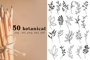 Leaves SVG, PNG, DXF, pdf, eps files