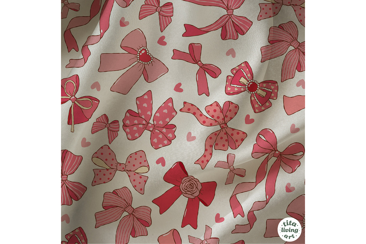 Coquette Valentine Bows Seamless, a Decorative Illustration by TitaLivingArt (Photo 4 of 11)