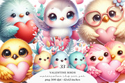 Whimsical Valentine Birds Clipart, an Illustration by SinaCreation (Thumbnail 1 of 11)