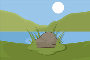 rock at nature landscaped vector, an Object Illustration by zyxroun shop