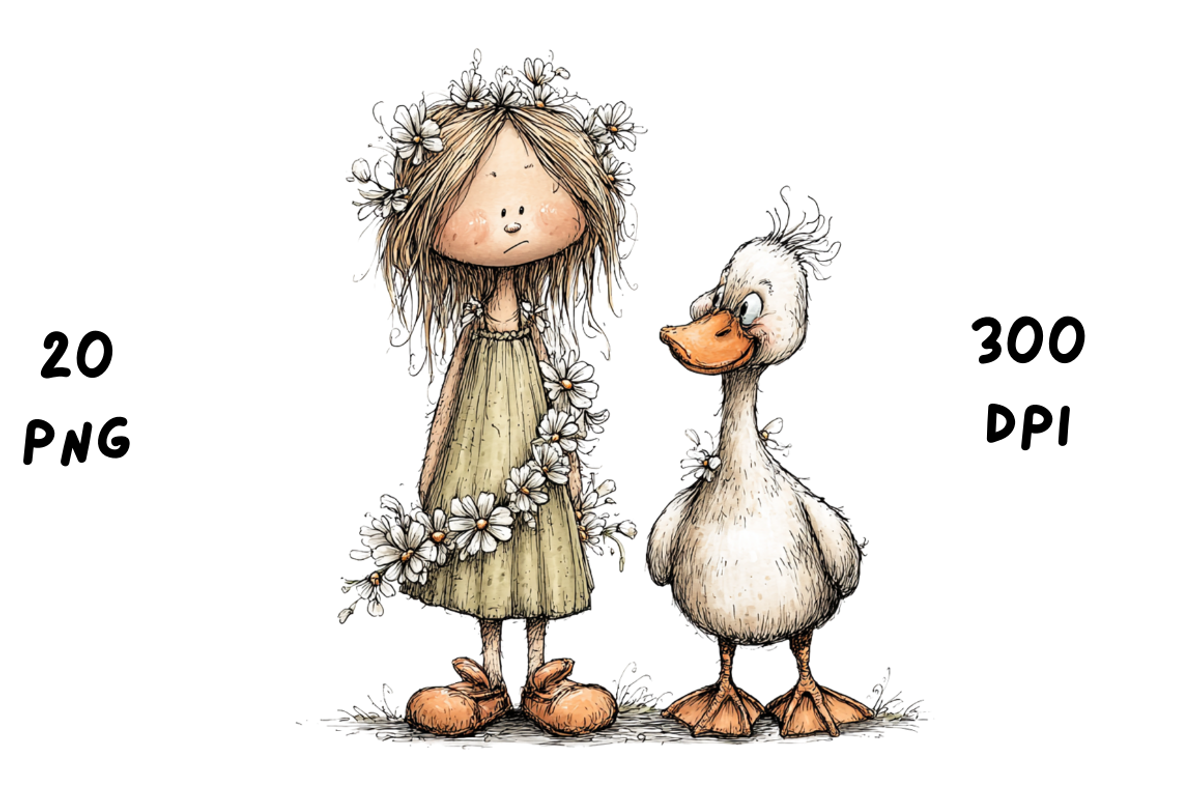 Whimsical Floral Girl and Duck, an Animal Illustration by GiraffeCreative (Photo 15 of 20)