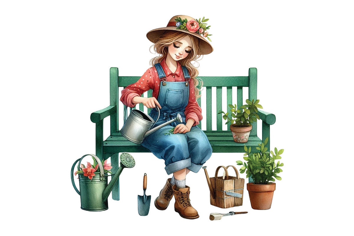Gardening Girl Sublimation Bundle, an Illustration by Designking (Photo 3 of 4)
