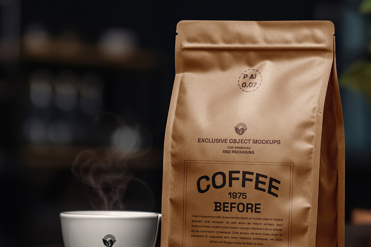 Coffee Bag Packaging Mockup, a Mockup by Ram Studio LLC (Photo 3 of 7)