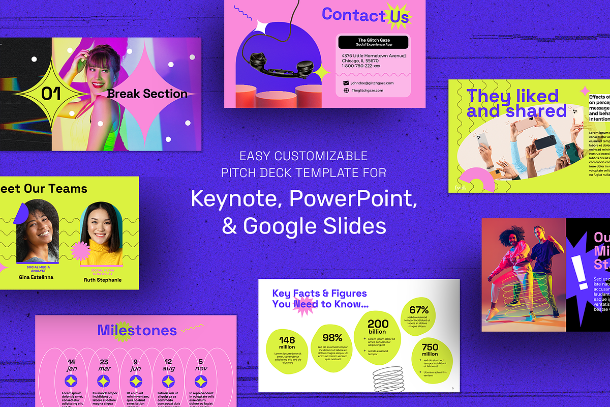 Glitch Gaze Pitch Deck Template, a Presentation Template by theBrandLab.io (Photo 1 of 7)