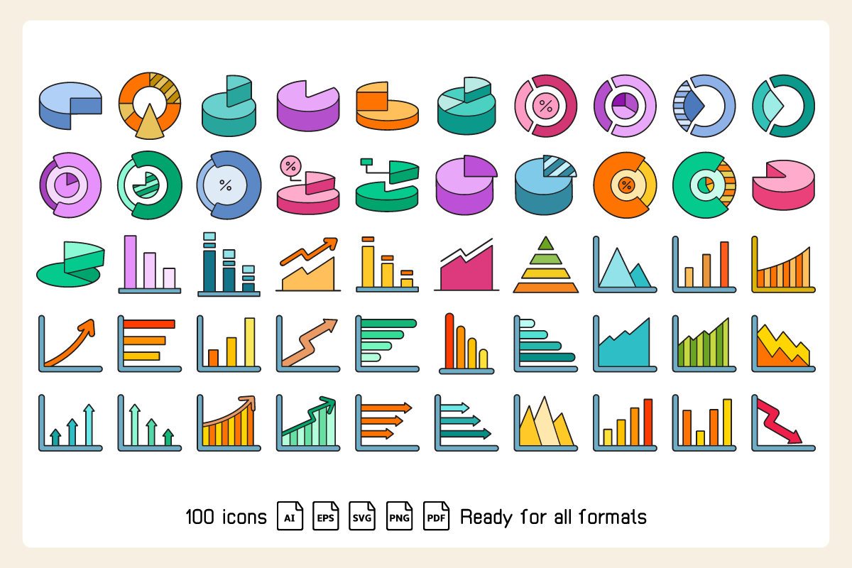 Data Graph Bar Chart Pie Chart Icons, a Finance Illustration by Designfour (Photo 3 of 6)