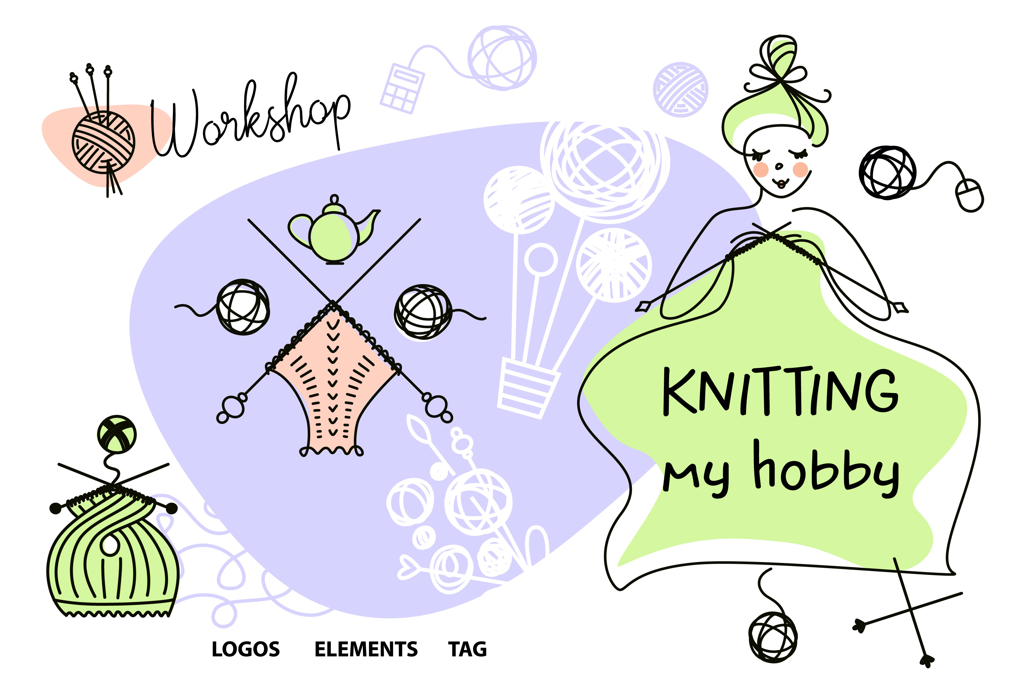 Knitting. Needlework my hobby, an Illustration by Tatiana Mukhina