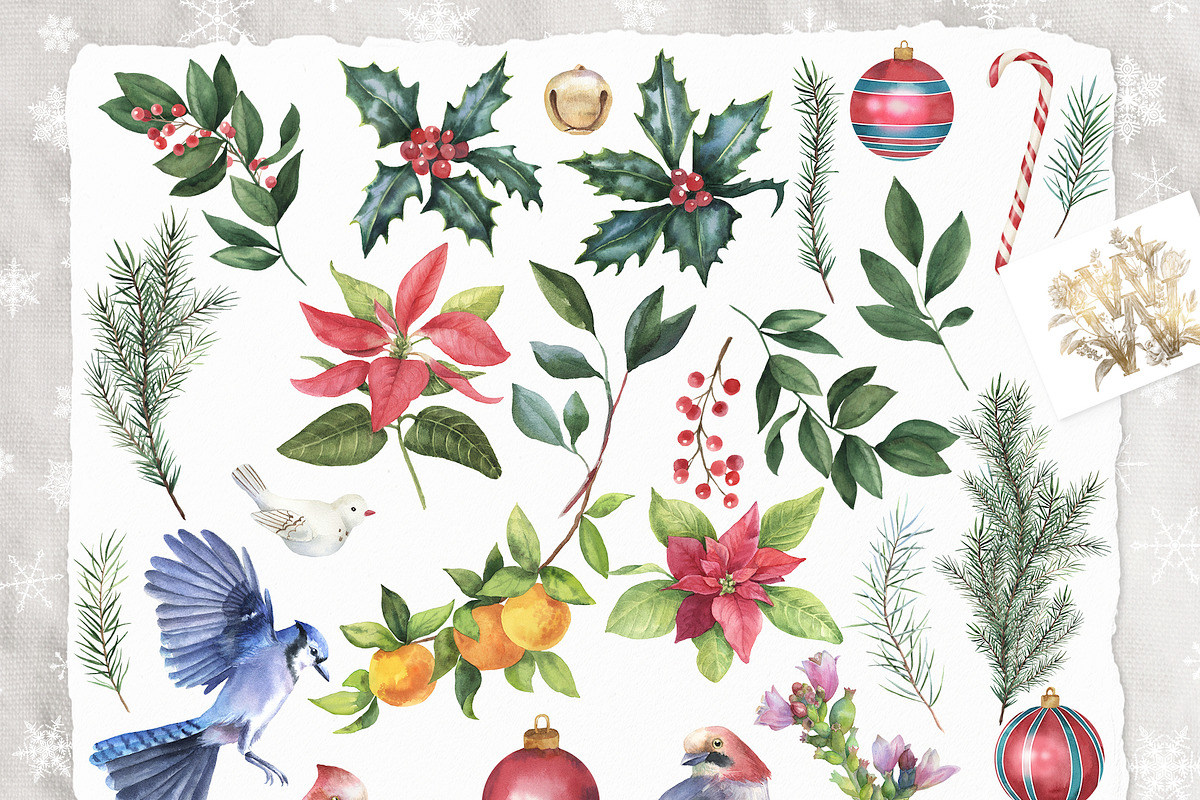 Watercolor Christmas clip art set, an Illustration by WonderWonder (Photo 6 of 21)