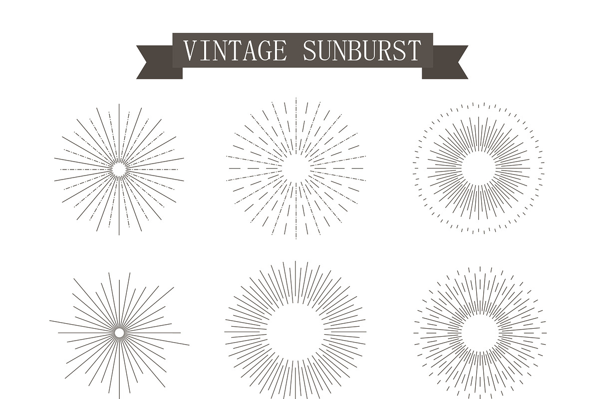 sunburst vintage icons, an Outline Icon by Dolvalol