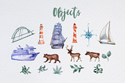 My Watercolor Map Clipart Set, an Animal Illustration by ArtCreationsDesign (Thumbnail 5 of 7)