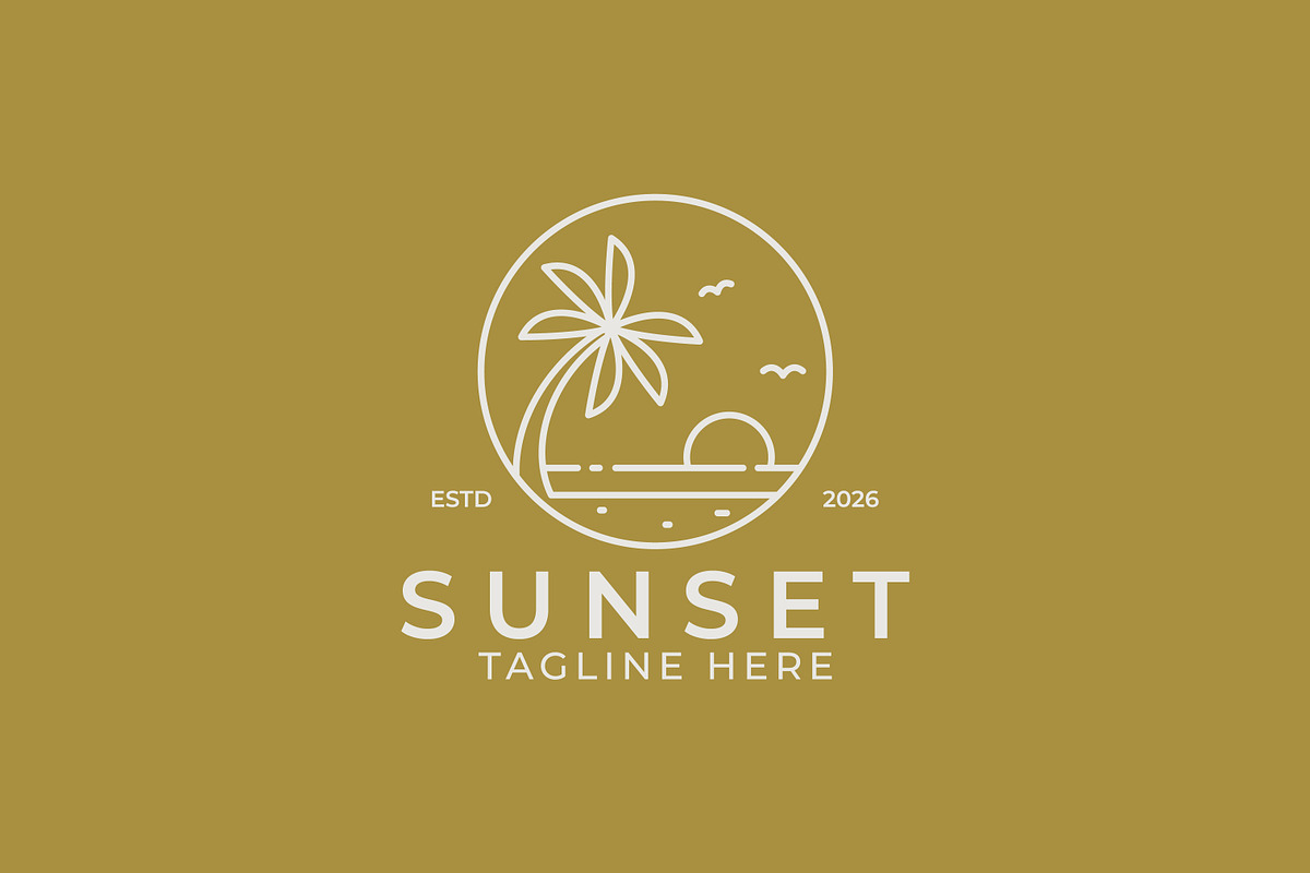 Sunset beach illustration logo, a Branding & Logo Template by Signatoro (Photo 3 of 3)