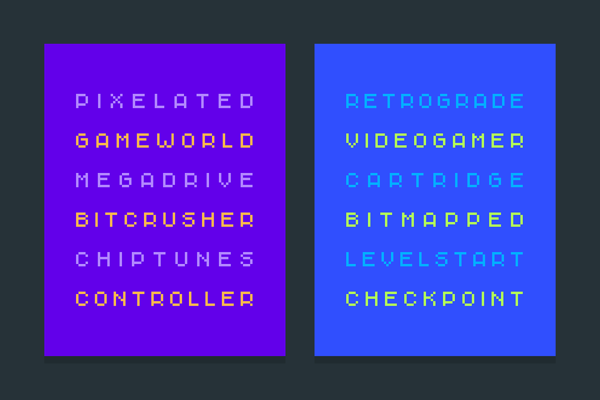 Monopix Pixel Typeface (12 Fonts), a Sans Serif Font by alpercakici (Photo 9 of 11)