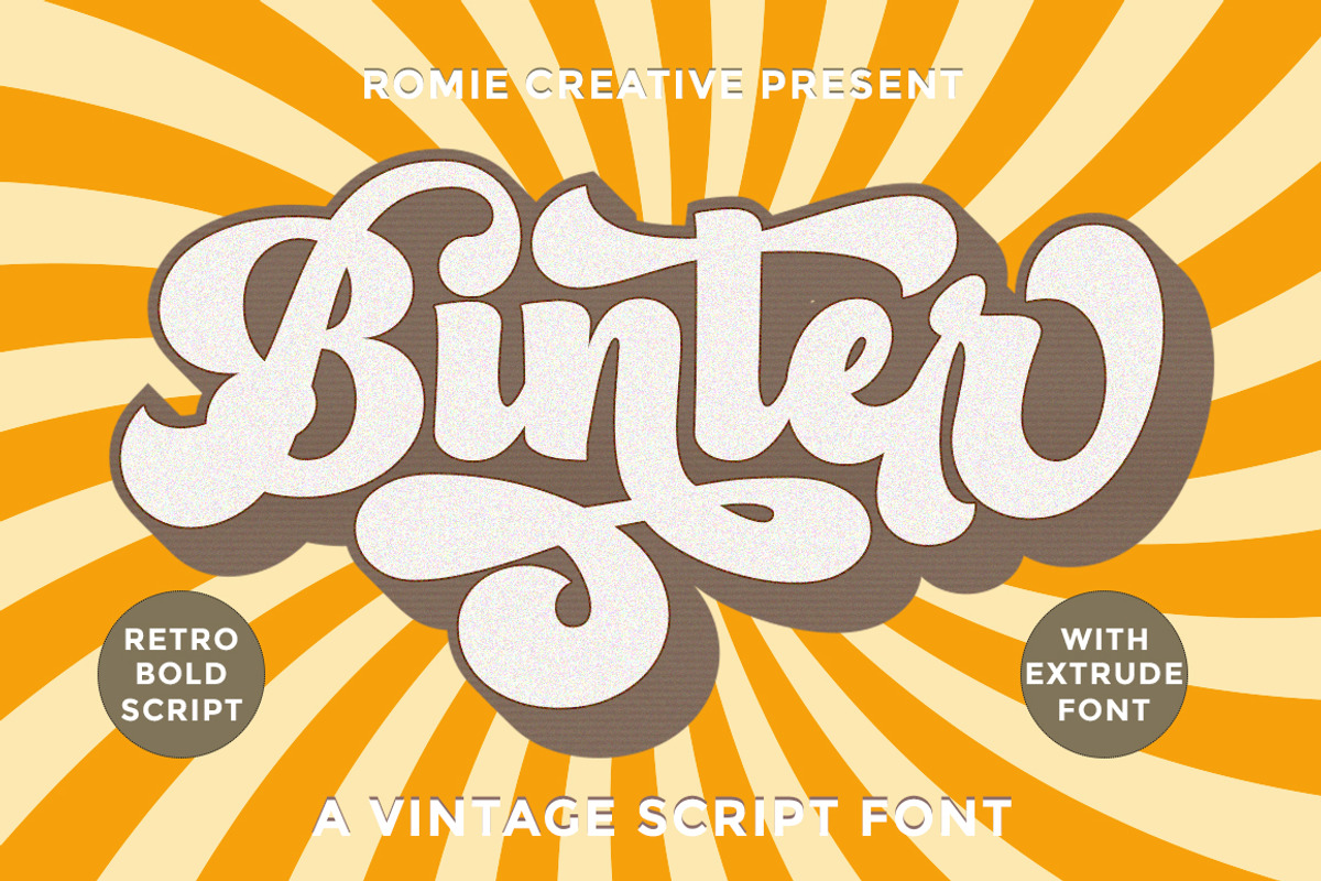 Binter -Retro Font, a Script Font by Romiecreative (Photo 1 of 7)