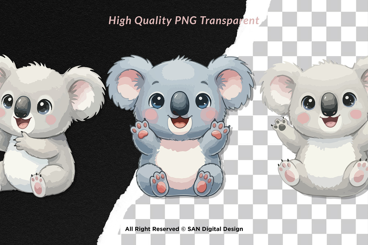 15 Bundle Watercolor Cute Koala Kids, an Animal Illustration by Morspective (Photo 2 of 8)