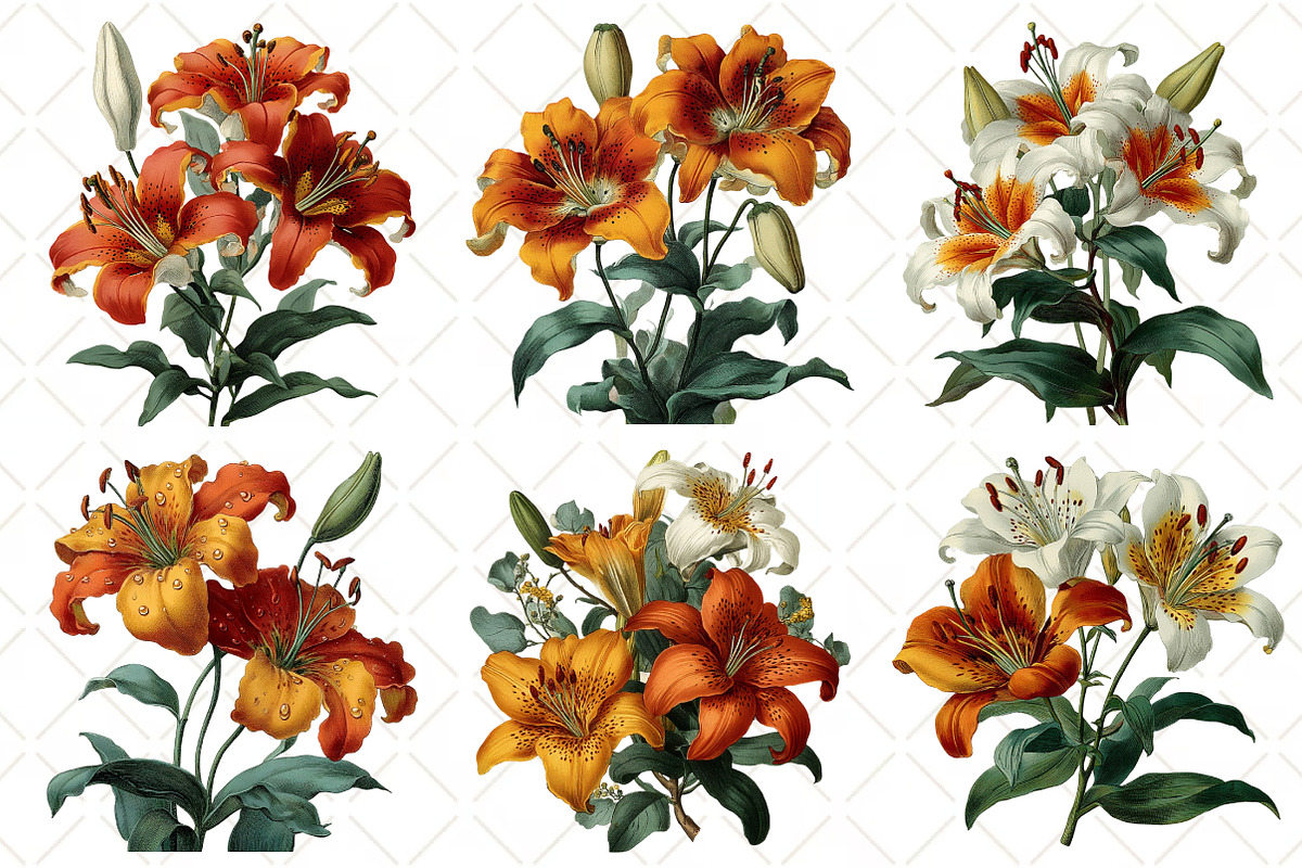 Watercolor Lily Flower Clipart, an Illustration by Black Bird Studio (Photo 4 of 5)