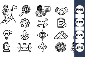 Business Strategy Icon Set, an Illustration by designvectx