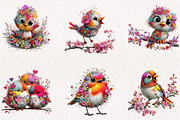Whimsical Watercolor Birds Clipart, a Seasonal Illustration by CreationArt (Thumbnail 3 of 6)
