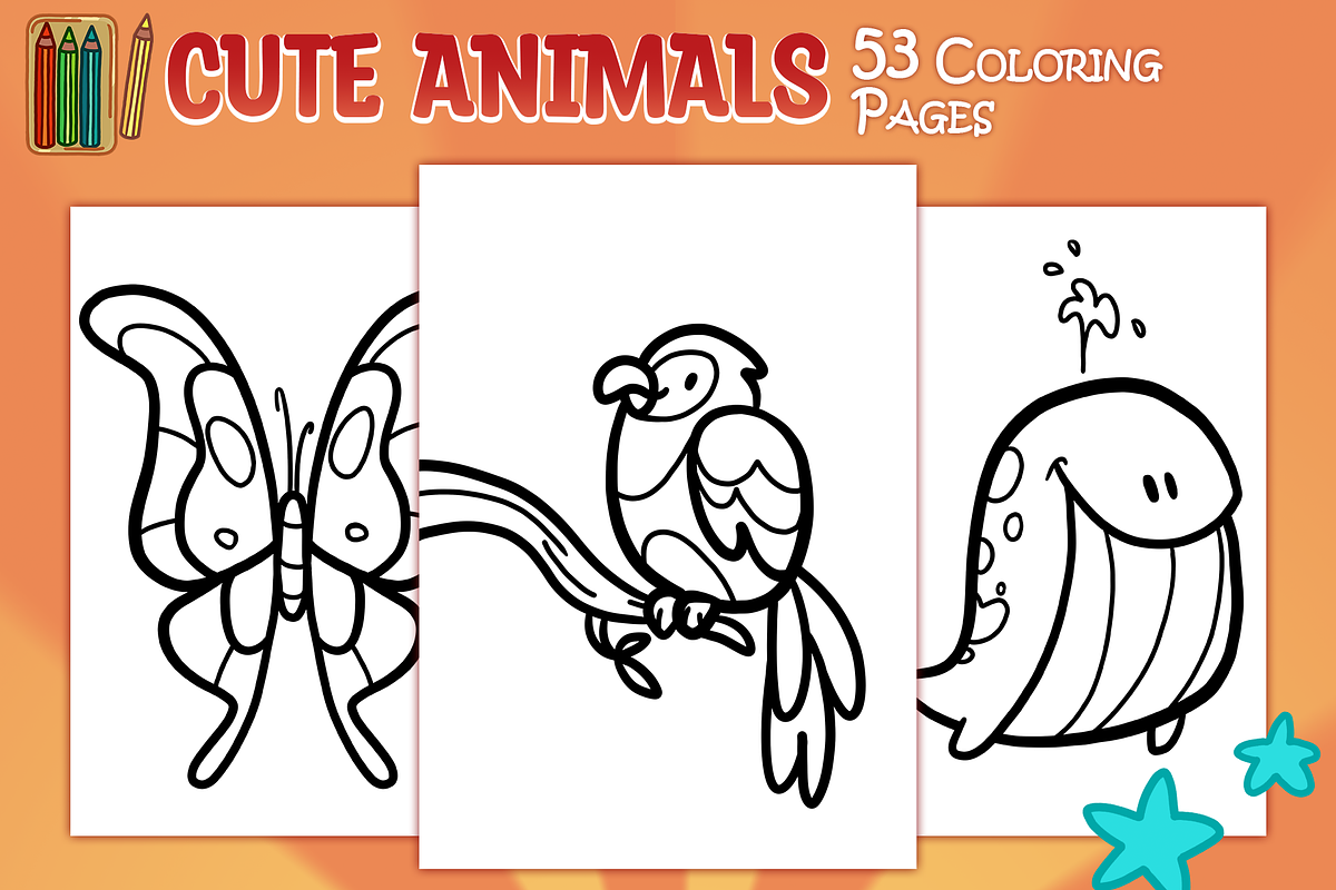 Cute Animals Coloring Pages, an Animal Illustration by LK. (Photo 1 of 3)