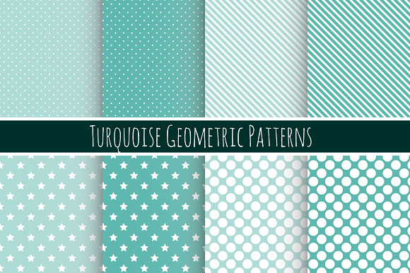 Set Of Seamless Turquoise Patterns