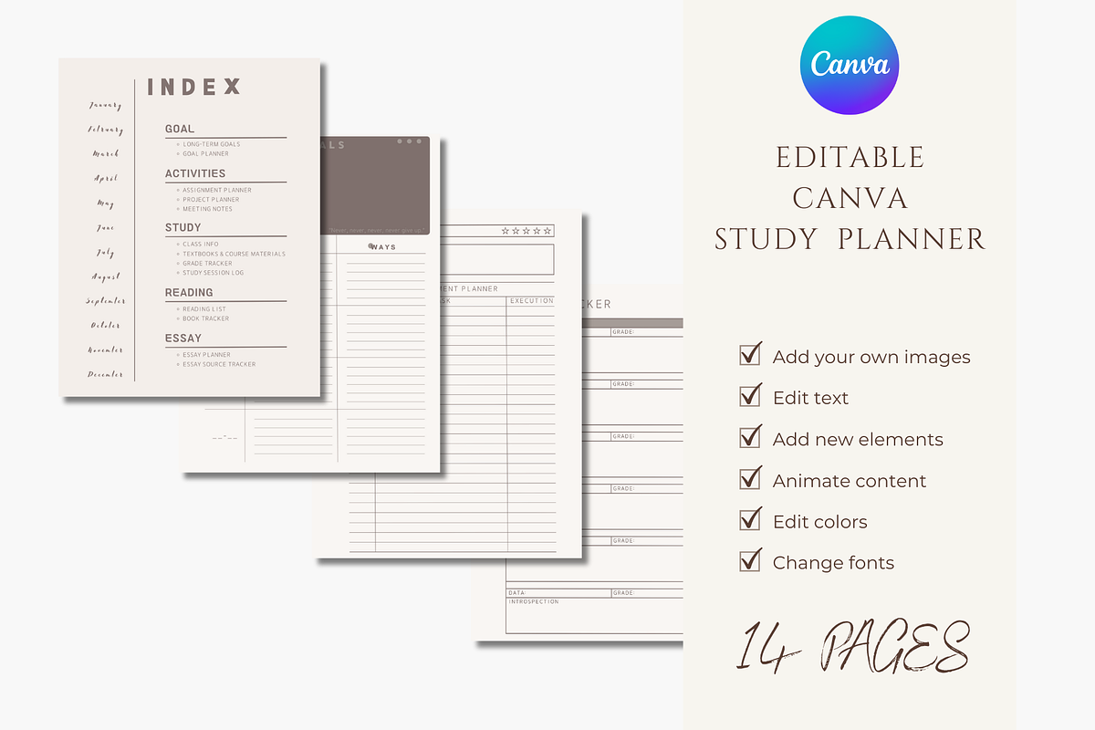 Study Planner Canva Tempalte, a Design Template by Astro Magic Digital (Photo 1 of 5)