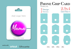 18 Phone Grip Display Card Svg 2.9"x