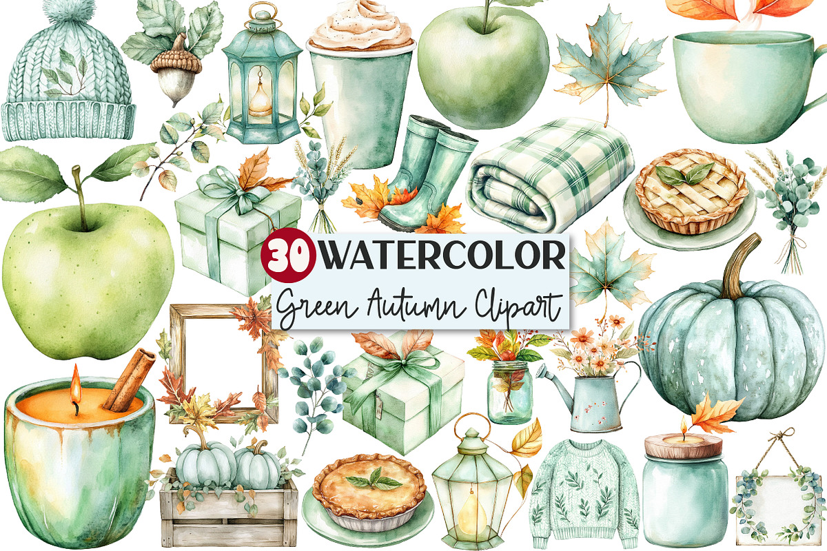 Mint Fresh Green Autumn Clipart, an Illustration by Rose Art (Photo 1 of 5)