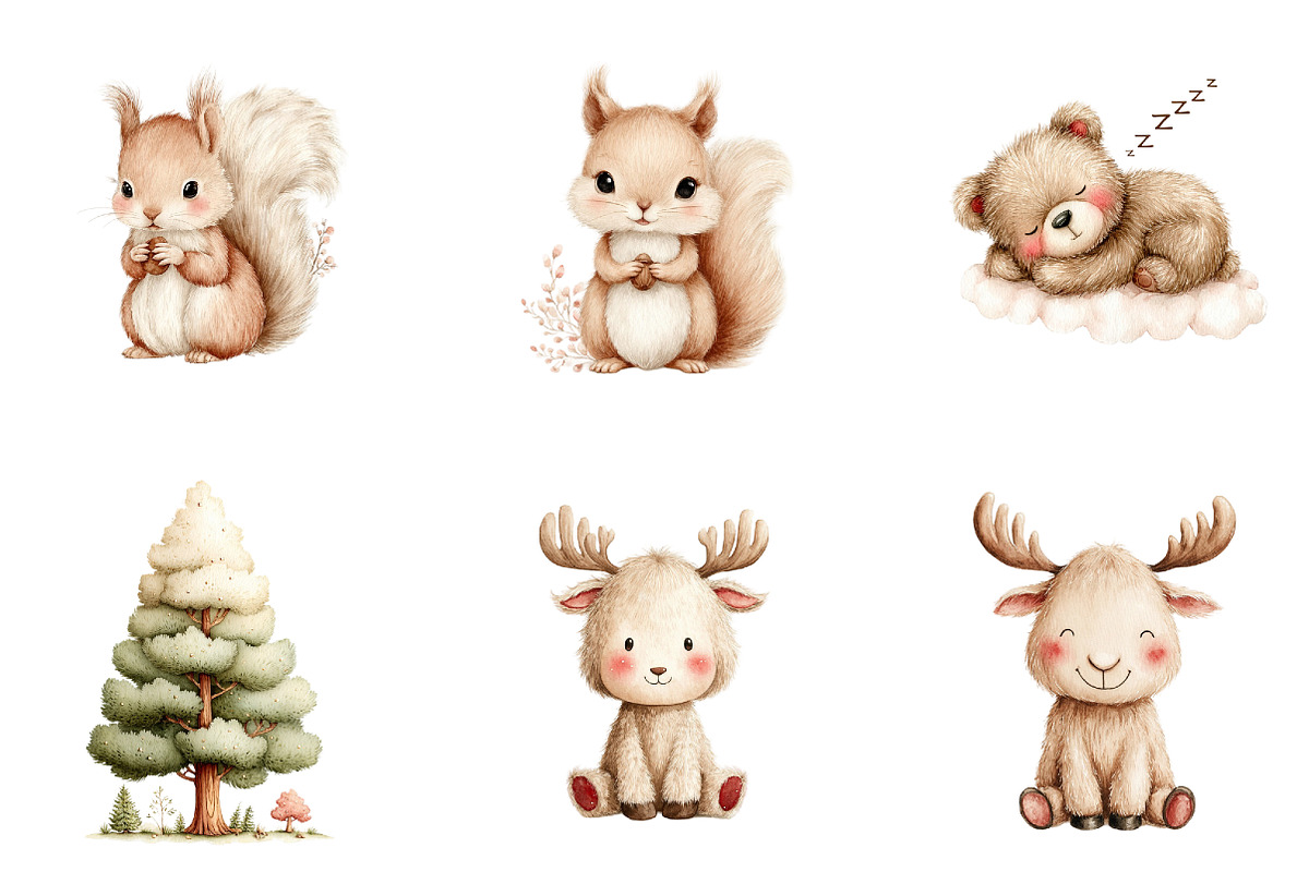 Watercolor Woodland Animals Clipart, an Illustration by Sublimation Artist (Photo 7 of 7)
