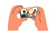 Hands hold phones with online videos, a Technology Illustration by Good Studio (Thumbnail 6 of 9)