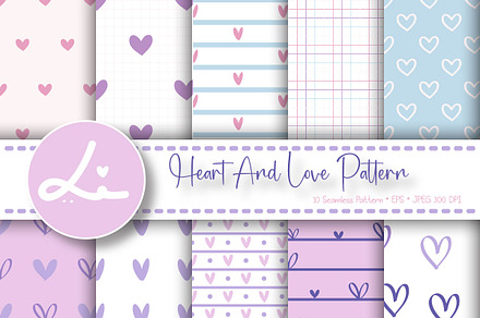Heart Love Seamless pattern set