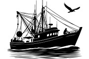 Black Fishing Boat Bundle, an Object Graphic by jahid234 (Thumbnail 5 of 13)