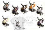 Cute Halloween Witch Ghost Clipart, a Seasonal Illustration by KaramfilaS (Thumbnail 2 of 9)