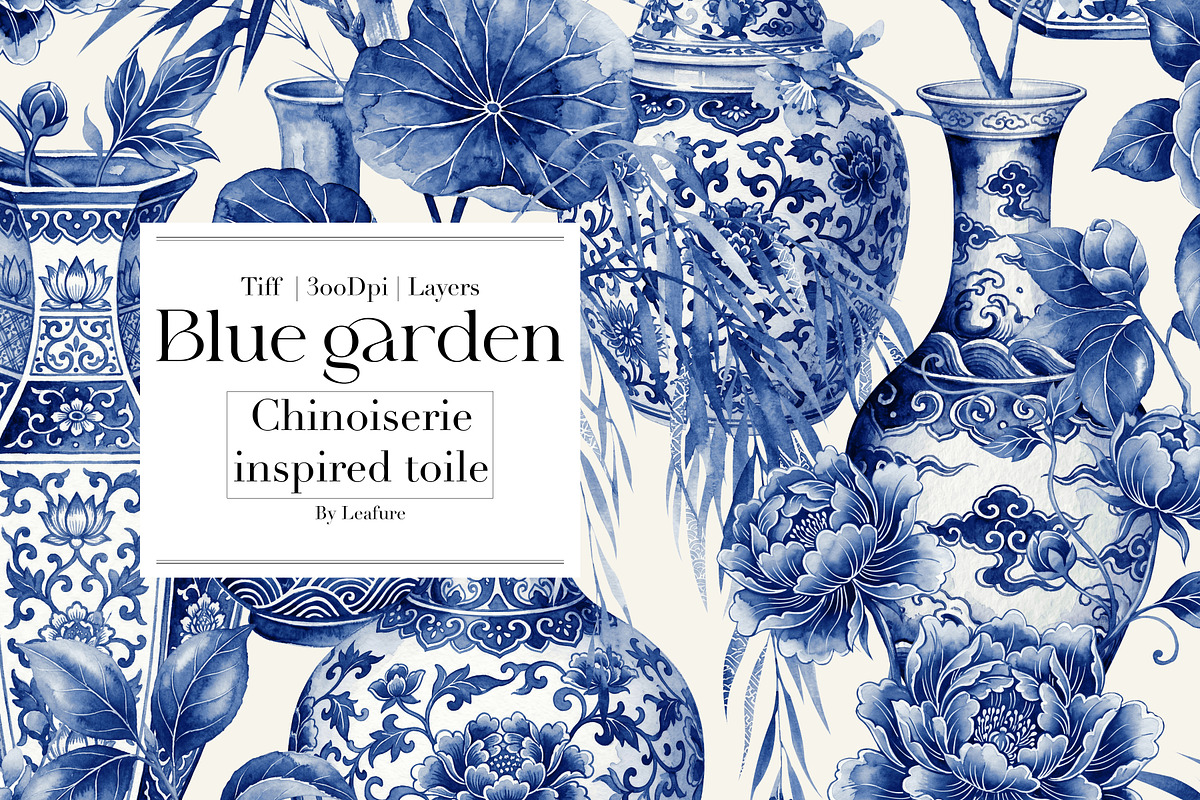 Chinoiserie Inspired Toile Patterns, a Pattern Graphic by LEAFure (Photo 1 of 9)